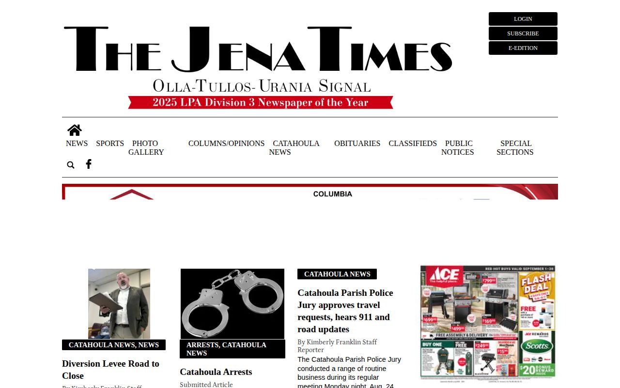 The Jena Times Catahoula News page